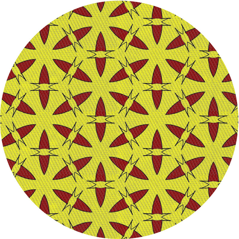 Tapis jaune/brun à motifs, Rond 5 pi