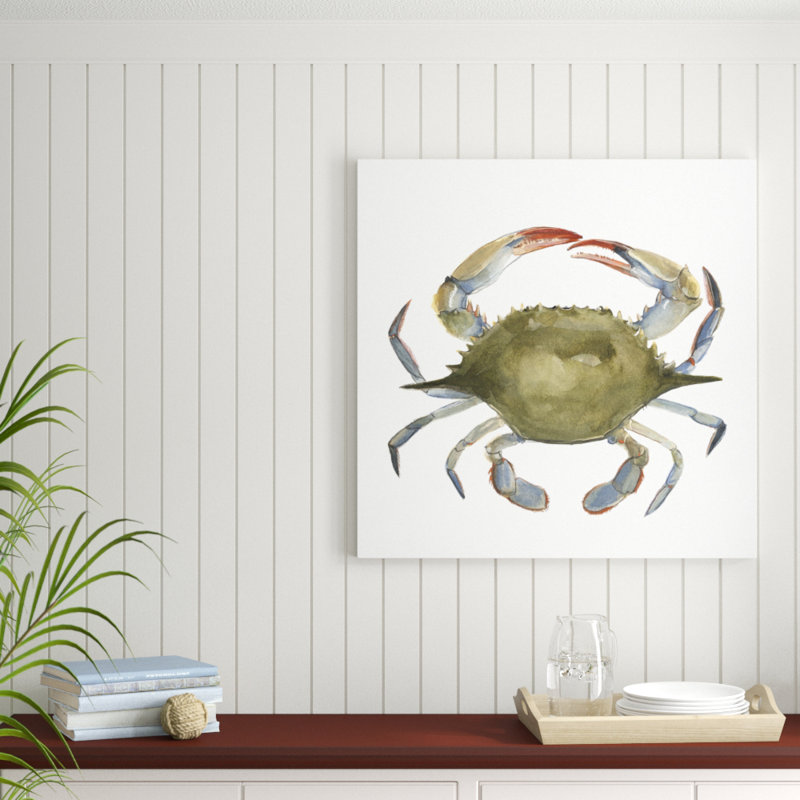 «Watercolor Crab II», peinture sur toile, H 36 po x l 36 po, Toile tendue