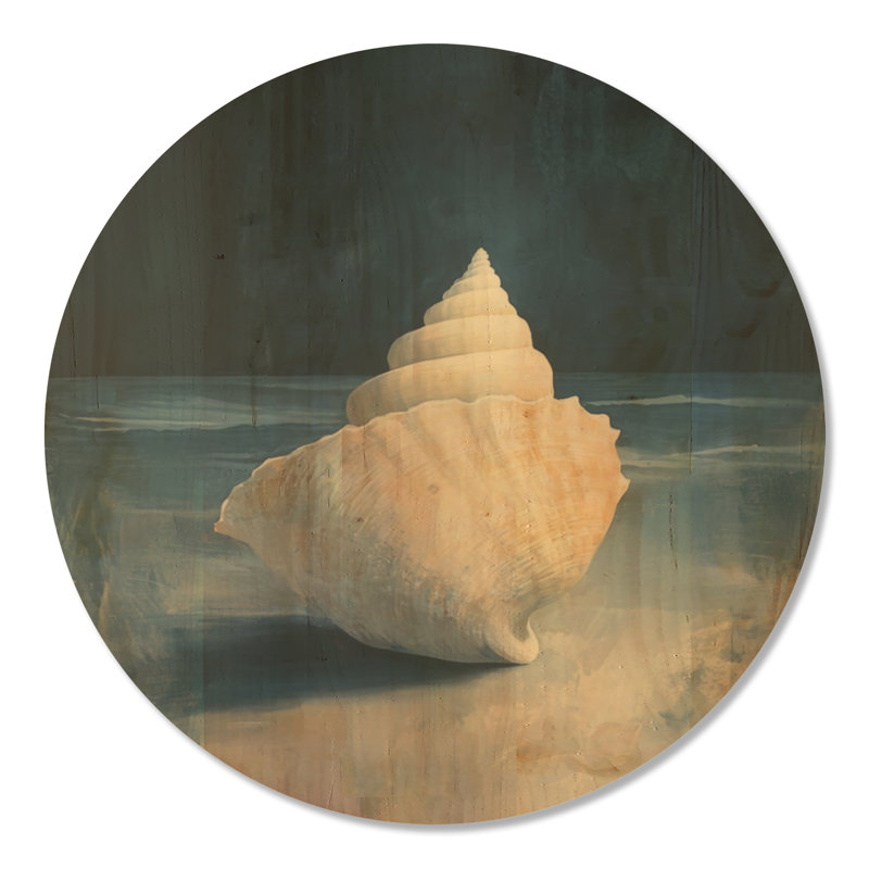 Coquillage Windward Conch - Décoration murale ronde en bois en forme de coquillage, Rond 36 po, Rond