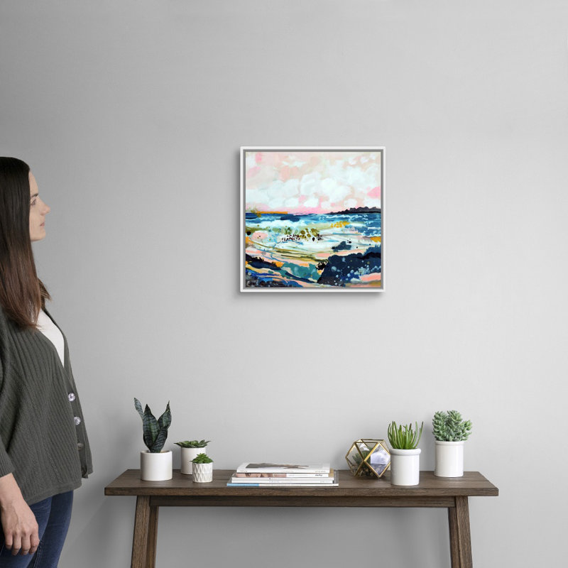«Surfscape IV» par Karen Fields - reproduction d'art, H 18 po x l 18 po x P 1,75 po, Toile blanche encadrée