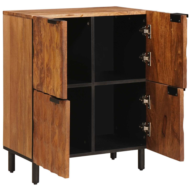 Solid Wood Standard Accent Cabinet, Black/Acacia Brown 