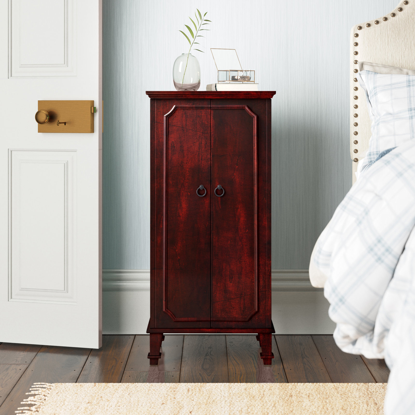 Jewelry Armoire with Mirror, Cherry