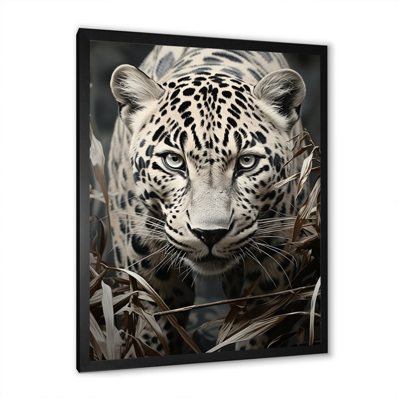 «Graceful Leopard Predators In The Wild», reproduction sur toile, Cadre simple noir, H 20 po x l 12 po x P 1 po