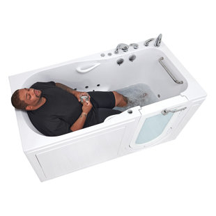 Ella Shak 36"x72" Acrylic Air + Hydro Massage + Foot Massage Walk-In Bathtub, 2" Dual Drain, Ella 5 Piece Fast Fill Faucet, Heated Seat + Backrest