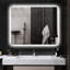 Miroir de meuble-lavabo 39 po x 32 po avec brouillard, intensité variable, température de couleur réglable, fixation murale, fonction de mémoire, horizontal / vertical, verre transparent, éclairage DEL à cadre en aluminium, fonction,
