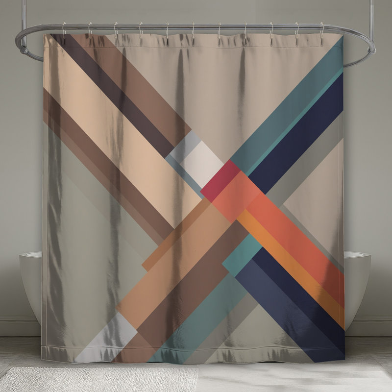 Rideaux de douche à motifs géométriques superposés, L 70 po x H 72 po