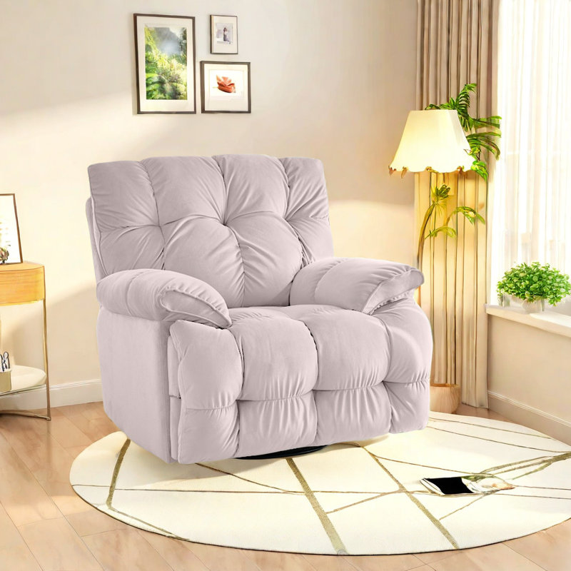 Fauteuil inclinable décontracté avec cadre en acier au carbone, Mélange de polyester crème