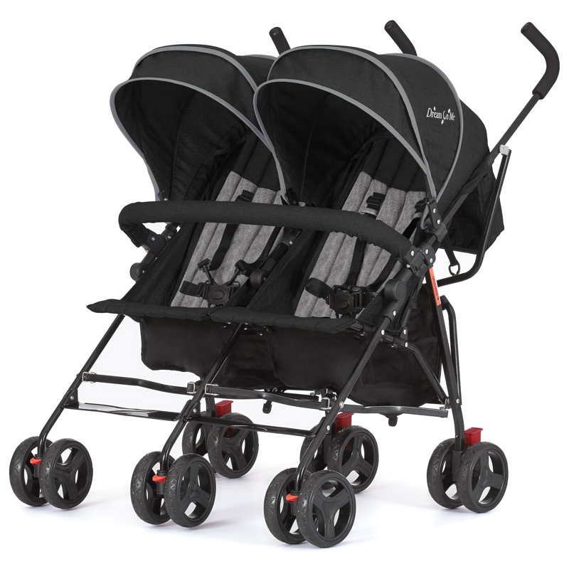 Dream On Me Volgo Twin Umbrella Stroller, Gray/Black