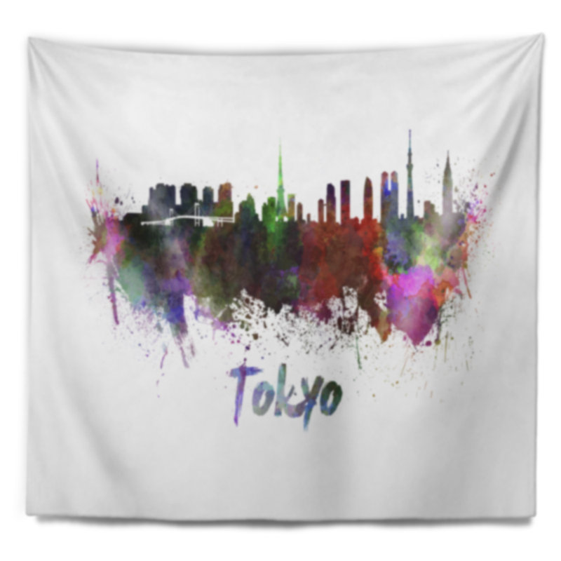 Tapisserie de tokyo skyline Cityscape, H 32 po x l 39 po