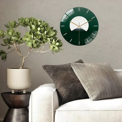 Horloge murale 12 po ronde en verre trempé avec mouvement à quartz silencieux