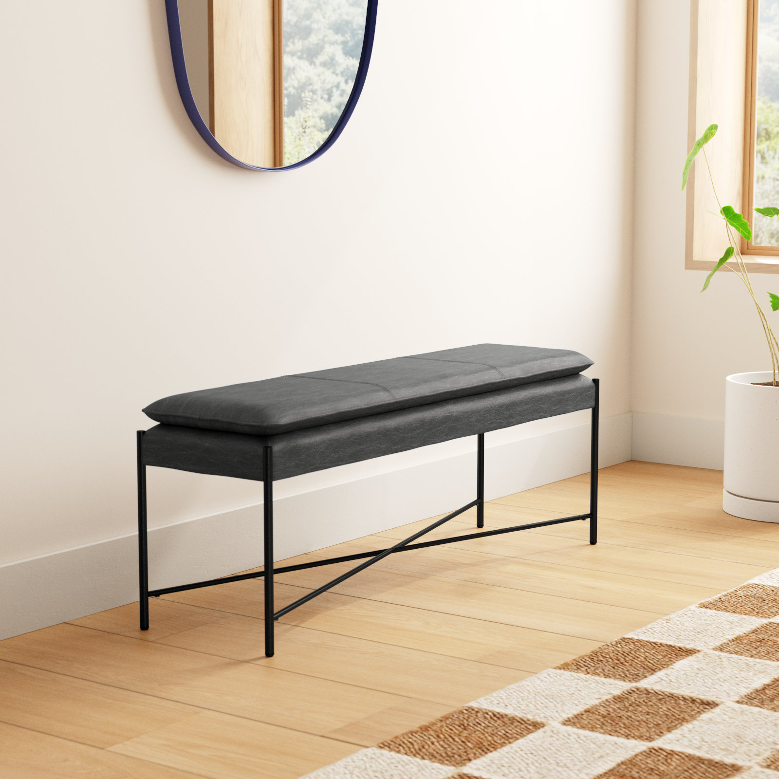 Braylon 50" Entryway Bench, Gray