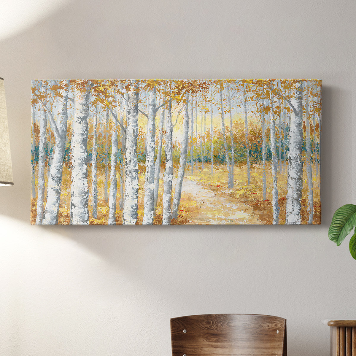 Union Rustic Birch Path I- Gallery Wrapped Canvas -Ready to Hang ...
