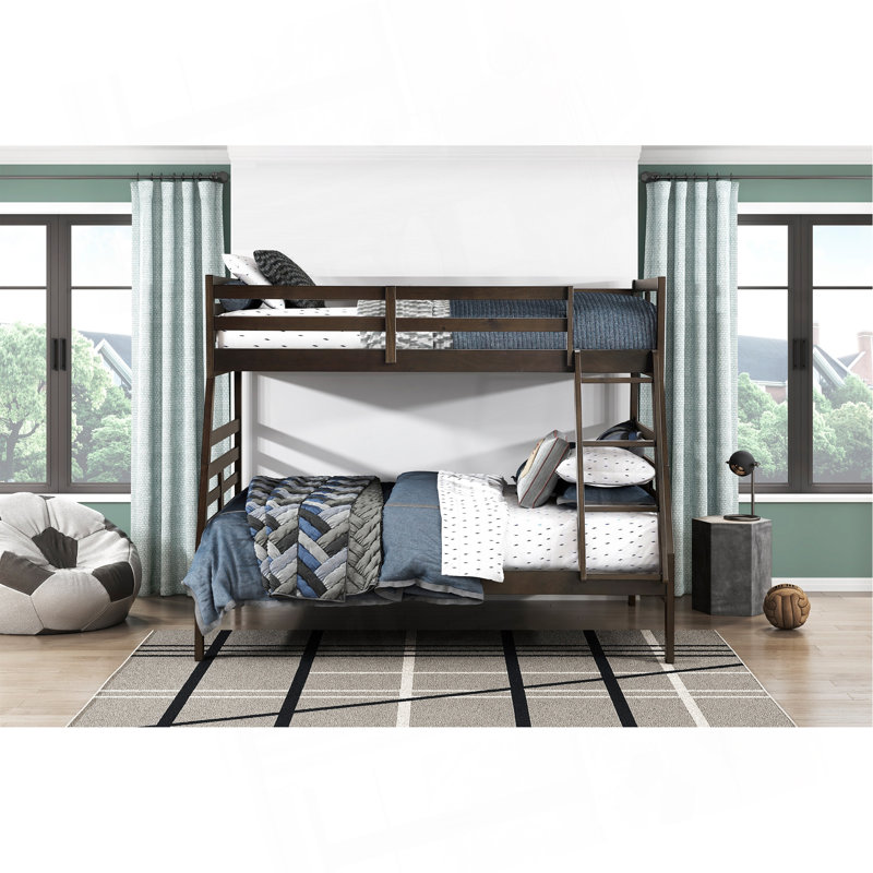 Lit simple superposé au-dessus d'un lit double 1 pièce classique brun foncé mobilier de chambre à coucher pour jeunes