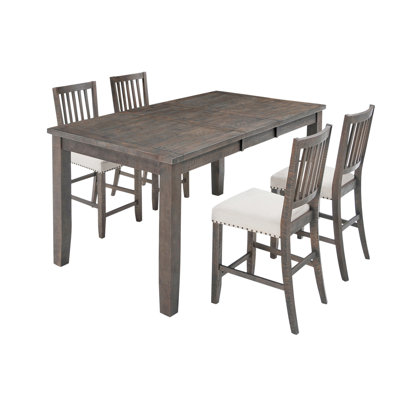 Dunihue Extendable Pine Solid Wood Solid Wood Top Four Leg Dining Set