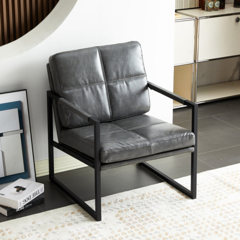 Fauteuil de conférence en similicuir Rouidate, Gris clair