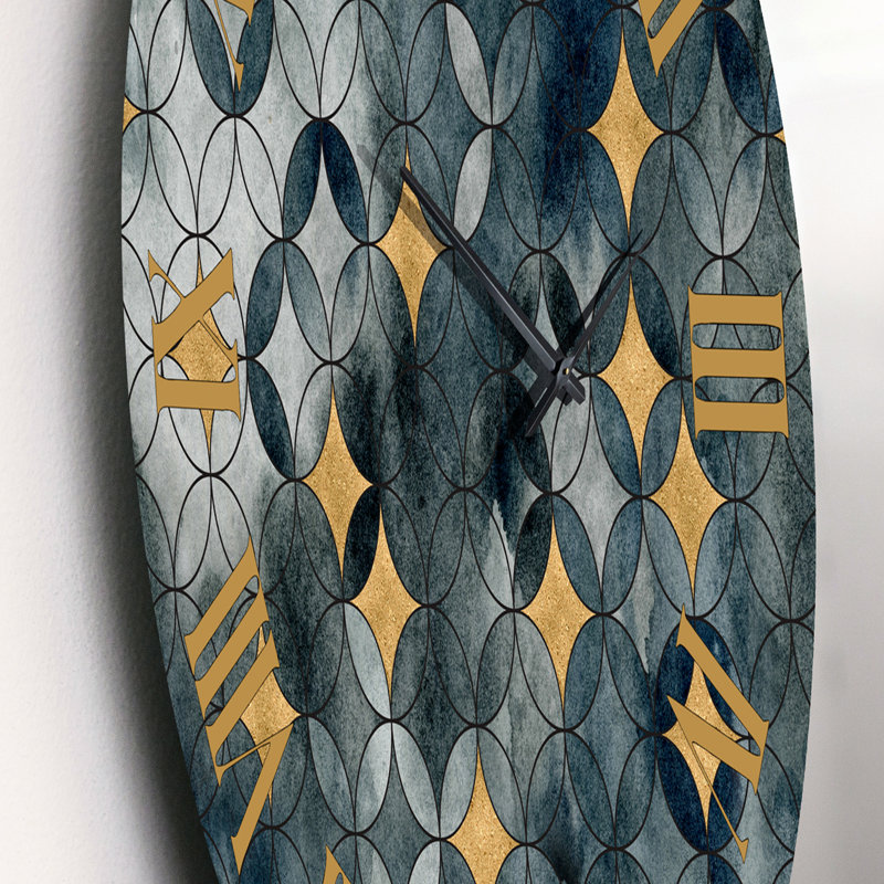 Géométrie à cercles croisés avec étoiles dorées - horloge murale moderne, Très petit