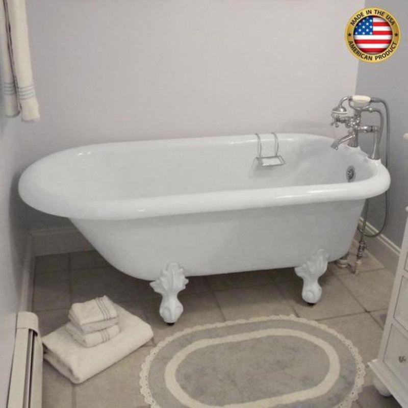 Monarch 66" x 30" Clawfoot Soaking Bathtub, White