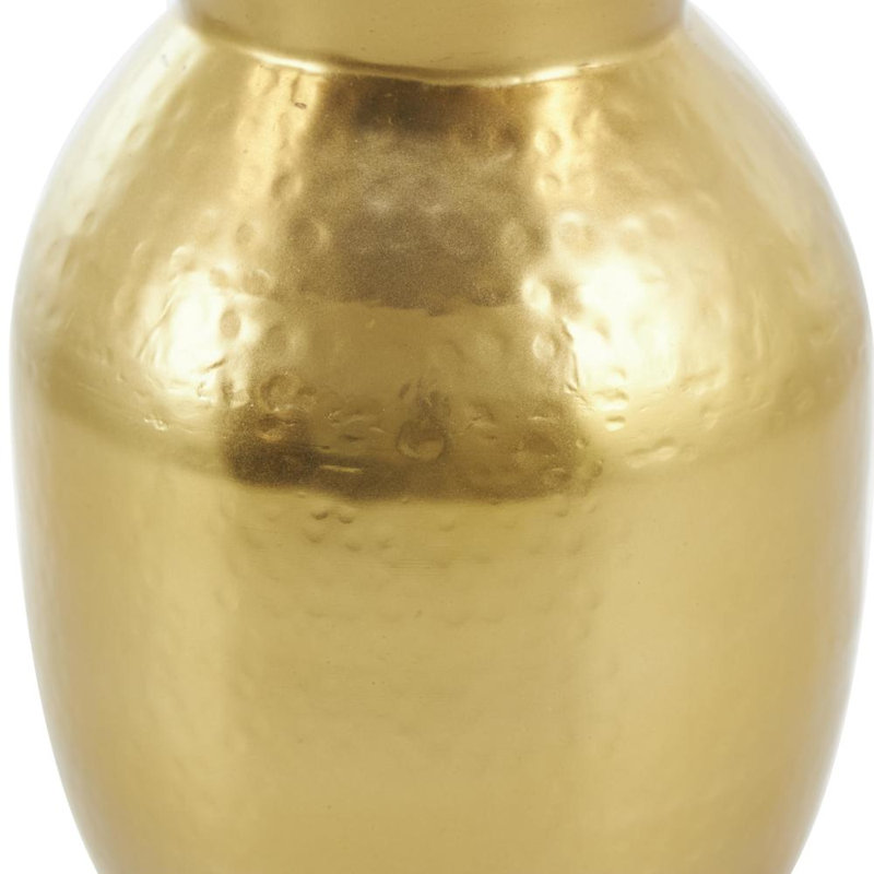 Metal Hammered Spotted Decorative Gold Vase