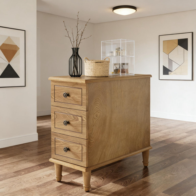 Table d'appoint en bois avec tiroirs Threen