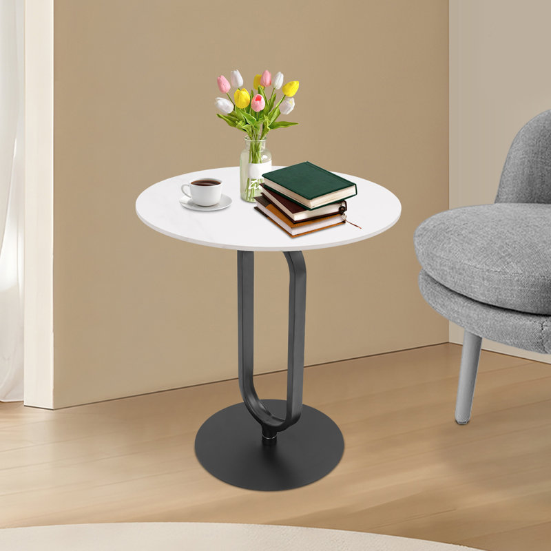 Table de bout 17,72 po, Blanc/Noir