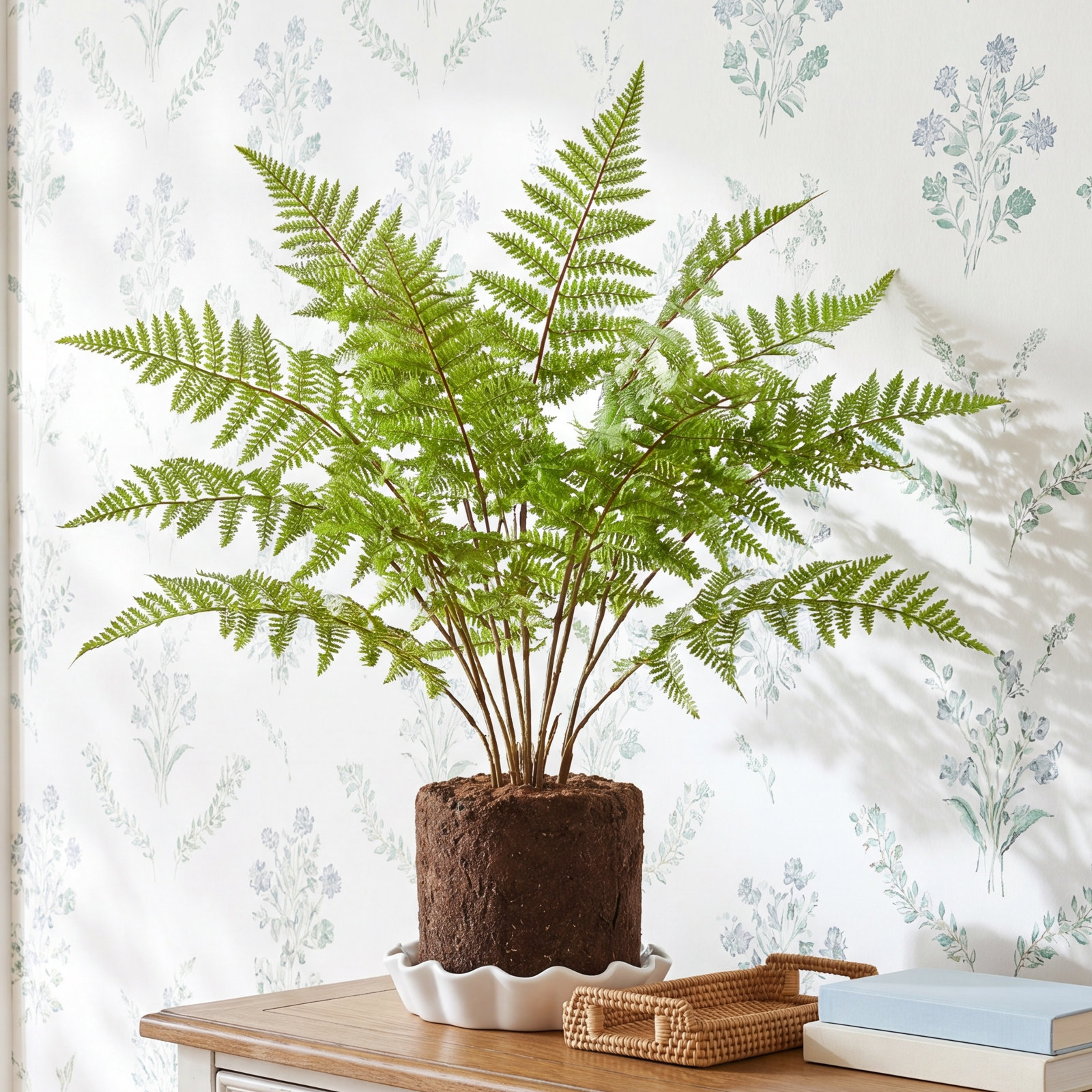 Georgia 30" Fern Plant, 29.5" H x 6.5" W x 7" D