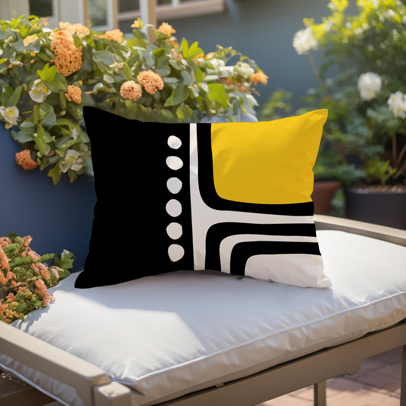 Sofi Minimalist Reversible Indoor/Outdoor Lumbar Pillow, 14"H x 20"W, Yellow