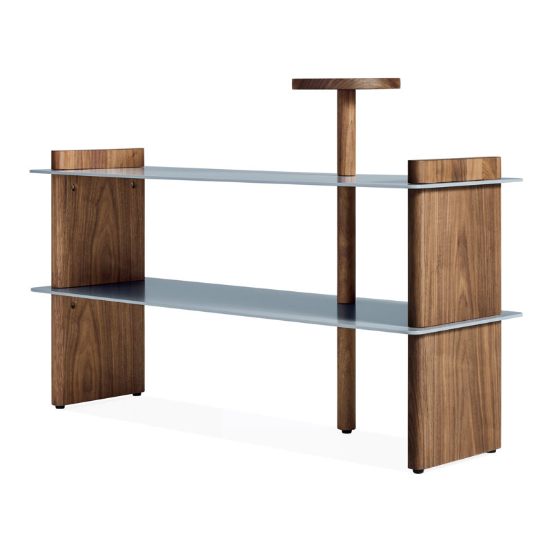 Shoegaze Shoe Rack, Walnut/Gray Blue