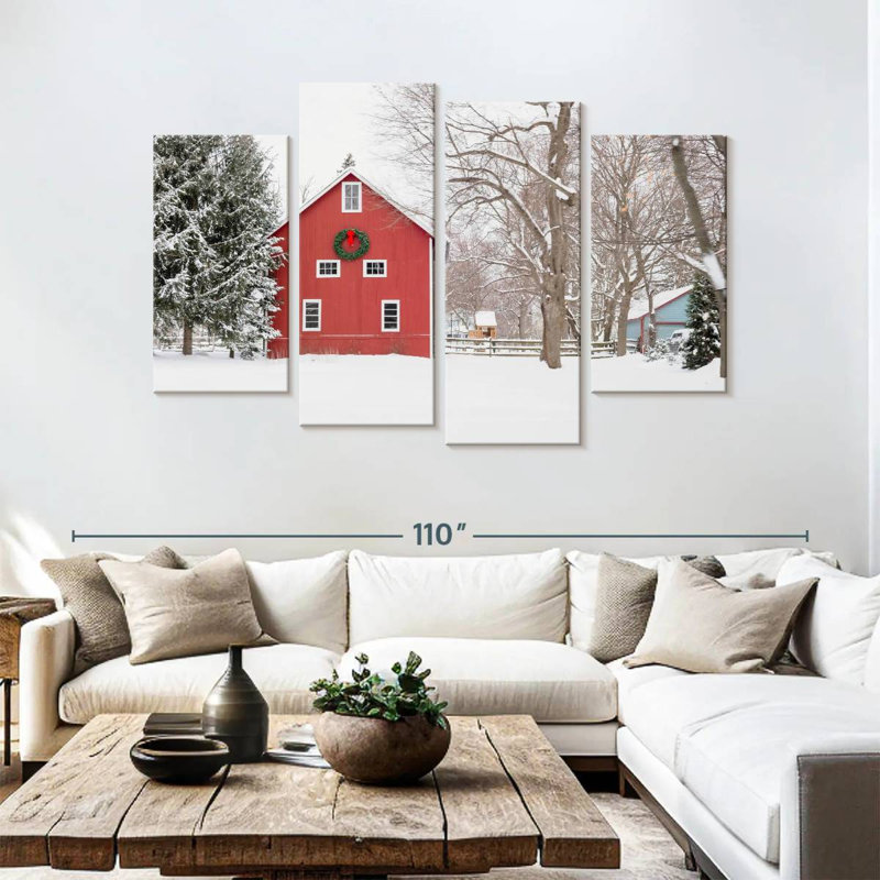 Lilie Red Christmas Barn, 54" H x 84" W