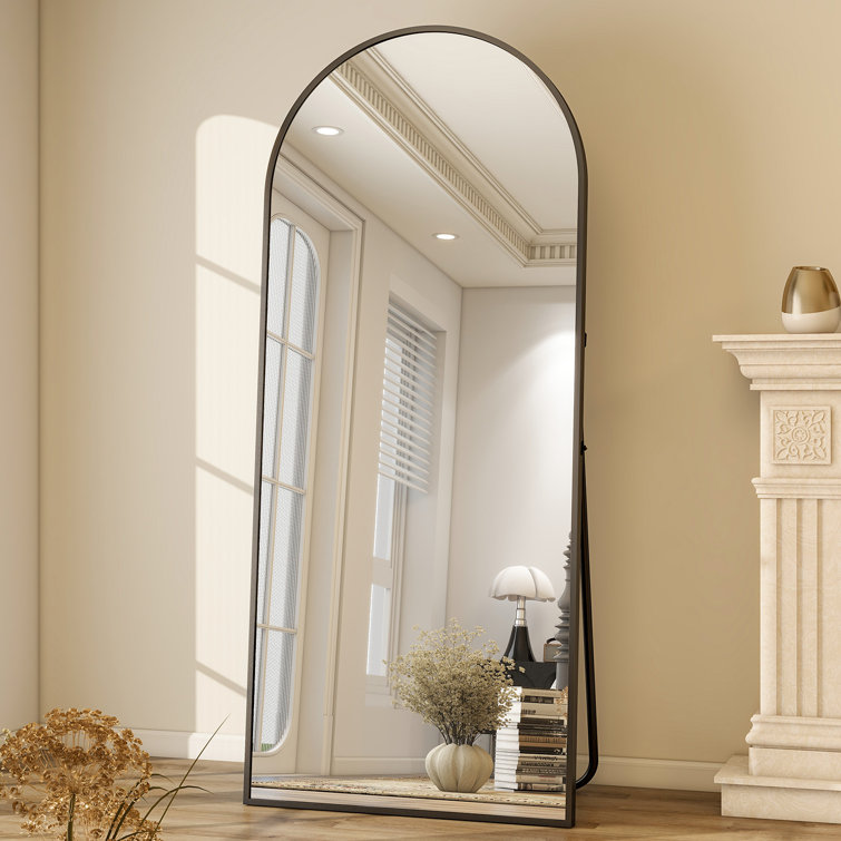 Full Length Mirror Arch Floor Mirror Wall Mirror Hanging Or Leaning Arched-Top Full Body Mirror With Stand For Bedroom, Dressing Room