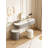 Jahnea Vanity-Elegant Set: Saddle Leather-Finished Top Vanity Table & Stool, Stainless Steel Support, Reversible Installation, and Dimmable LED Mirror-949619204