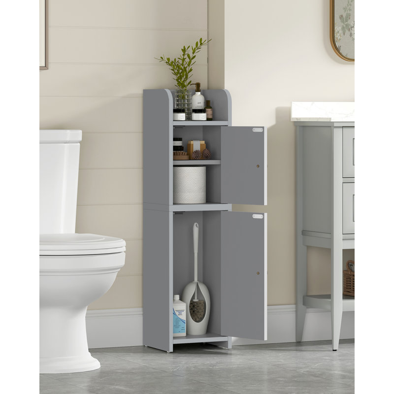 Armoire de salle de bain avec 2 portes et tablette réglable, Gris