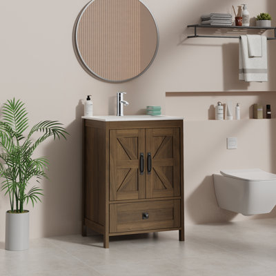 Armoire de meuble-lavabo en bois 24 po, brun 2402