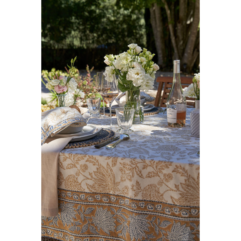 Chloe Handmade Floral Tablecloth, 142" L x 71" W