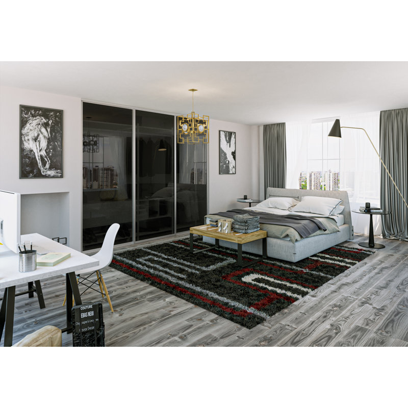 3 Panel Smoked Glass Sliding Closet, Silver, 120" x 80"