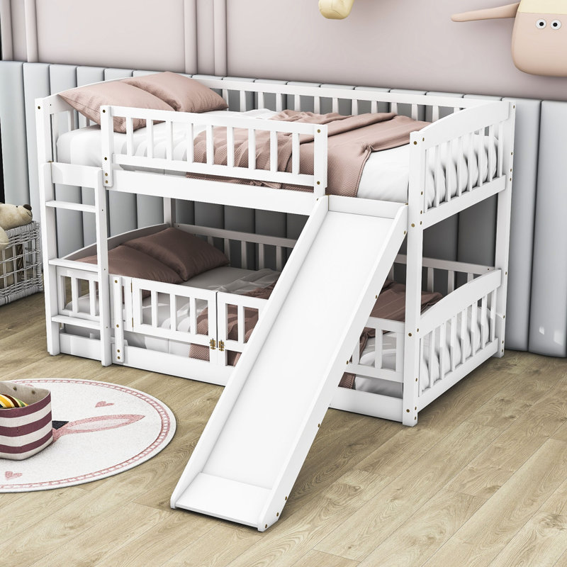 Guiseppi Kids Twin Over Twin Bunk Bed, White