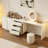 47.24"Modern Extendable Vanity Table with 3 Drawers and 2 Cabinets Rounded Design