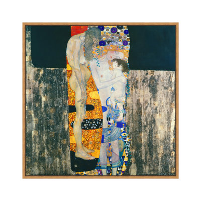 Impression sur toile encadrée, "Trois âges de la femme" par Gustav Klimt, art mural pour le salon, décorations de bureau à domicile (cadre en bois mince, 16 po x 16 po)