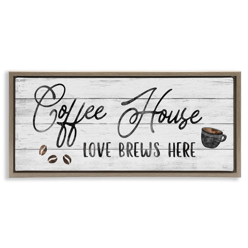 «Coffee Brew Love Brews Here», Cadre flottant orme Montalcino, H 11 po x l 25 po