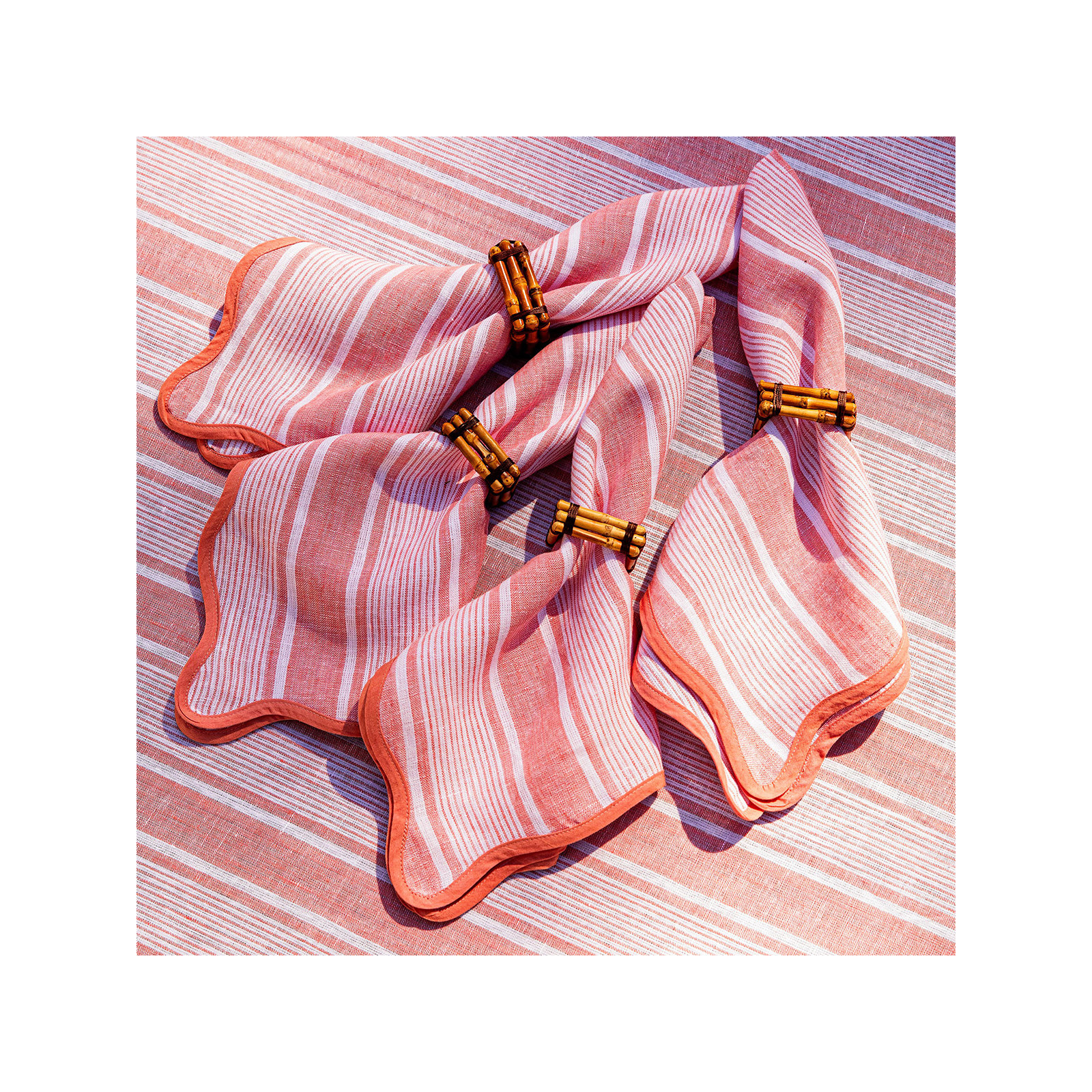 Cabana Stripe Napkins, Coral