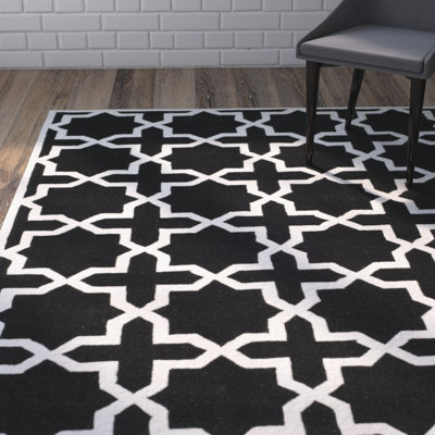 Tapis brun foncé en laine touffeté à la main Deedgra