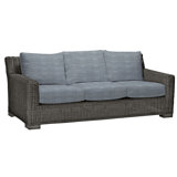 Rustic 81.25" Wide Outdoor Wicker Patio Sofa with Cushions