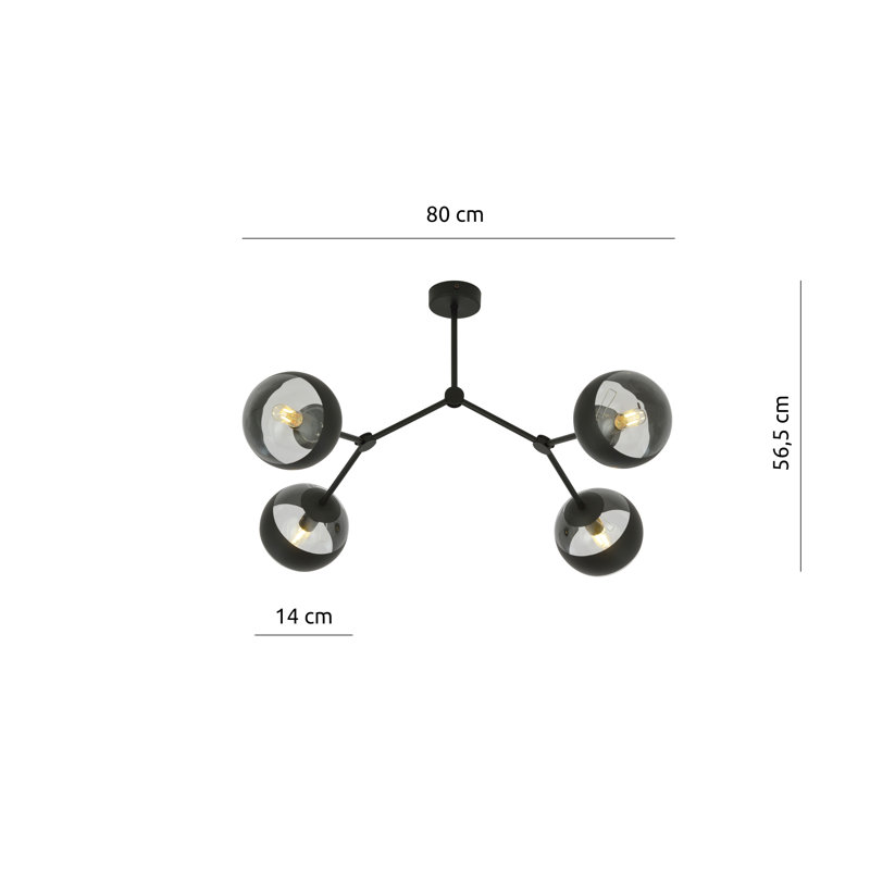 4 - Light Sputnik Chandelier, Transparent/Black