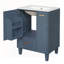 Élégant meuble-lavabo bleu gris avec lavabo, armoire, tiroir profond, paniers coulissants à 2 niveaux et structure en bois massif pour les salles de bain modernes.