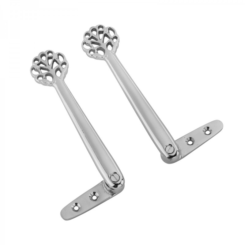 Solid Carpet Arm Stair Holder Pair Chrome Finish