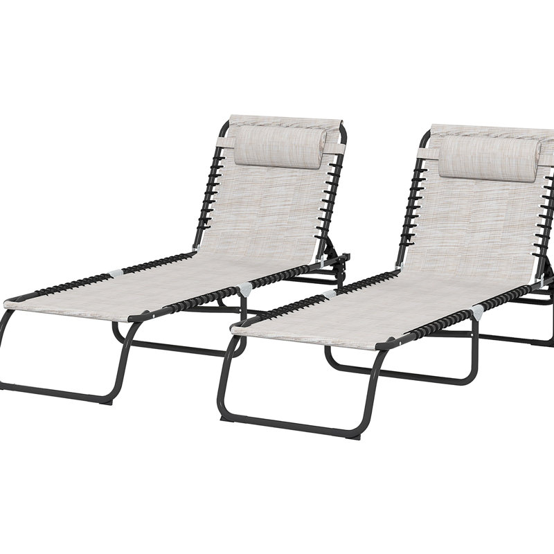 Chaise longue de piscine 2 pièces 2 pièces en maille respirante crème pour chaise longue de patio