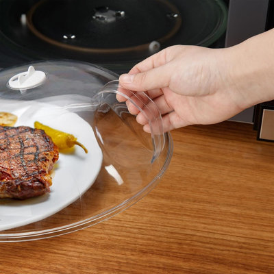 Microwave Splatter Cover For Food – Clear Splash Guard Lid With Handle, Bpa-free Safe Plastic Kitchen Cover For Plates & Bowls