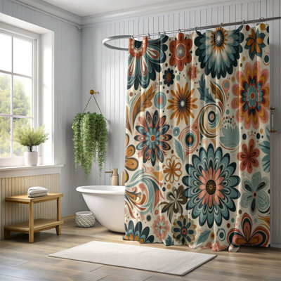 Rideau de douche 1 pièce Boho Floral Vibes