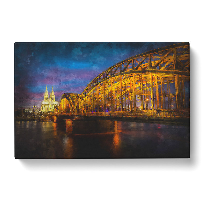Cologne Cathedral & The Hohenzollern Bridge - Wrapped Canvas Painting, 40cm H x 60cm W x 3cm D