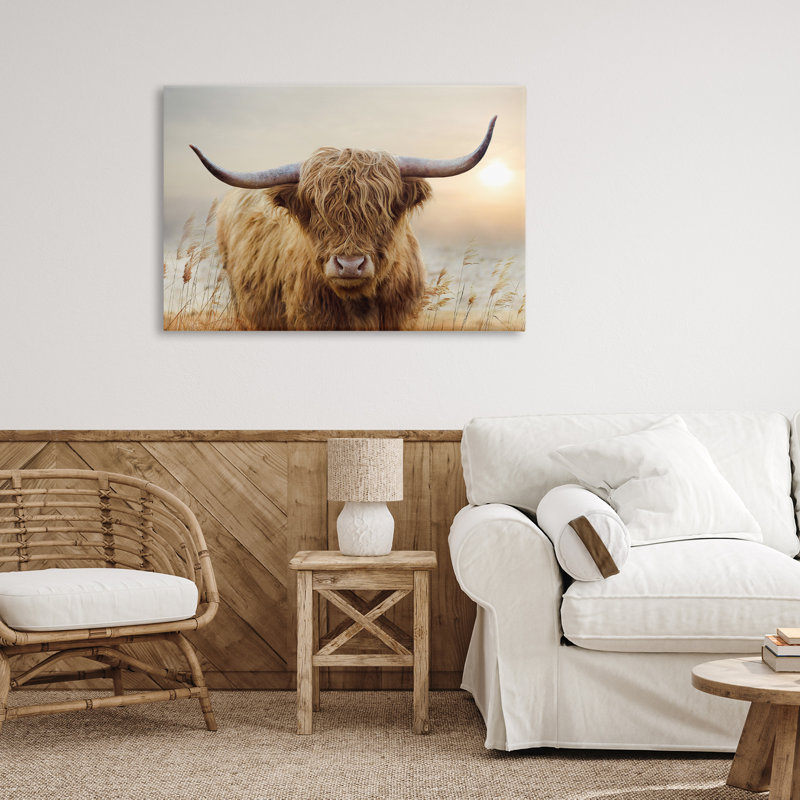 Toile Highland Cow & Warm Sunset, conception de CAD Designs, H 20 po x l 30 po