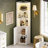 Modern Style Wooden White Corner Shelf With Doors,70.9" Tall Corner Bookshelf,5-tier Storage Cabinet With Doors,corner Cabinet With Led Light For Small Space-1087854132